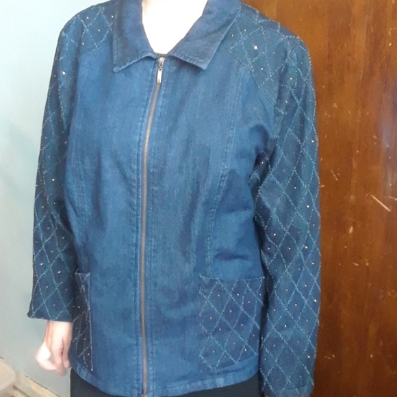 Beautifully Studded Jean Jacket, size 14 - Picture 2 of 5